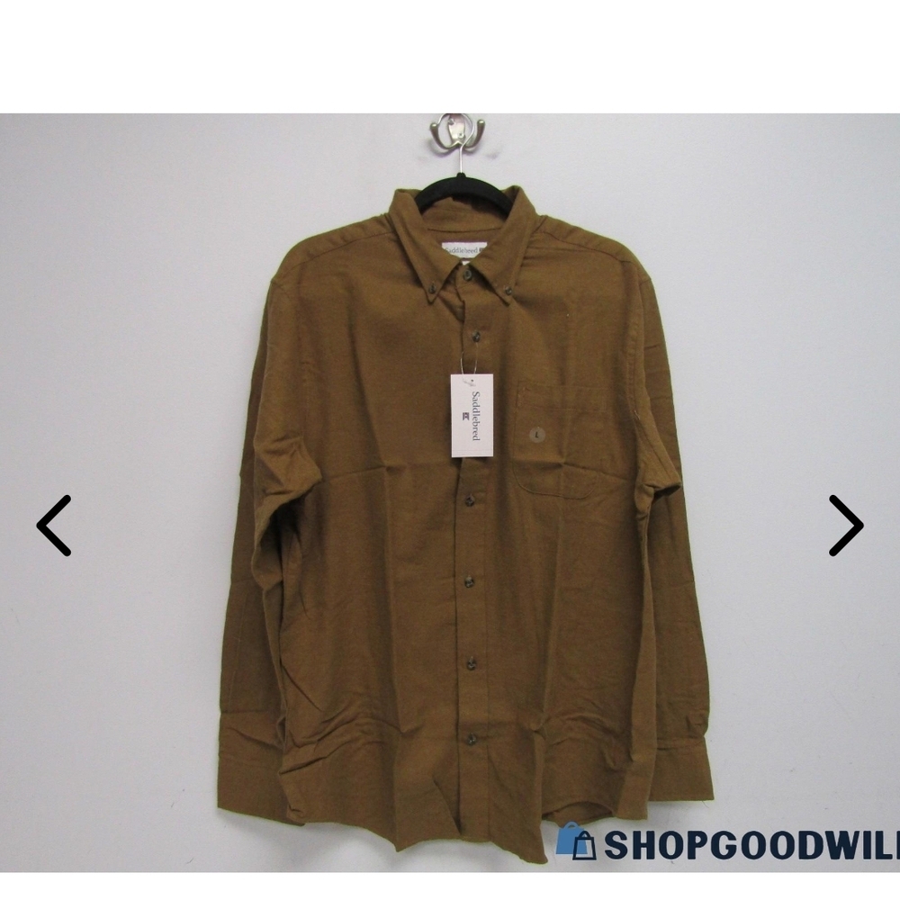 Saddlebred Olive-Brown Long Sleeve Button-Down Shirt